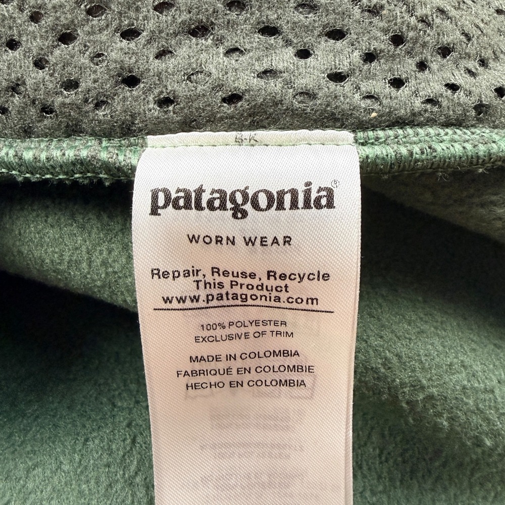 Patagonia Synchilla Fleece Jacket Green Beige Trim Full Zip Men's Size Small - Picture 6 of 8